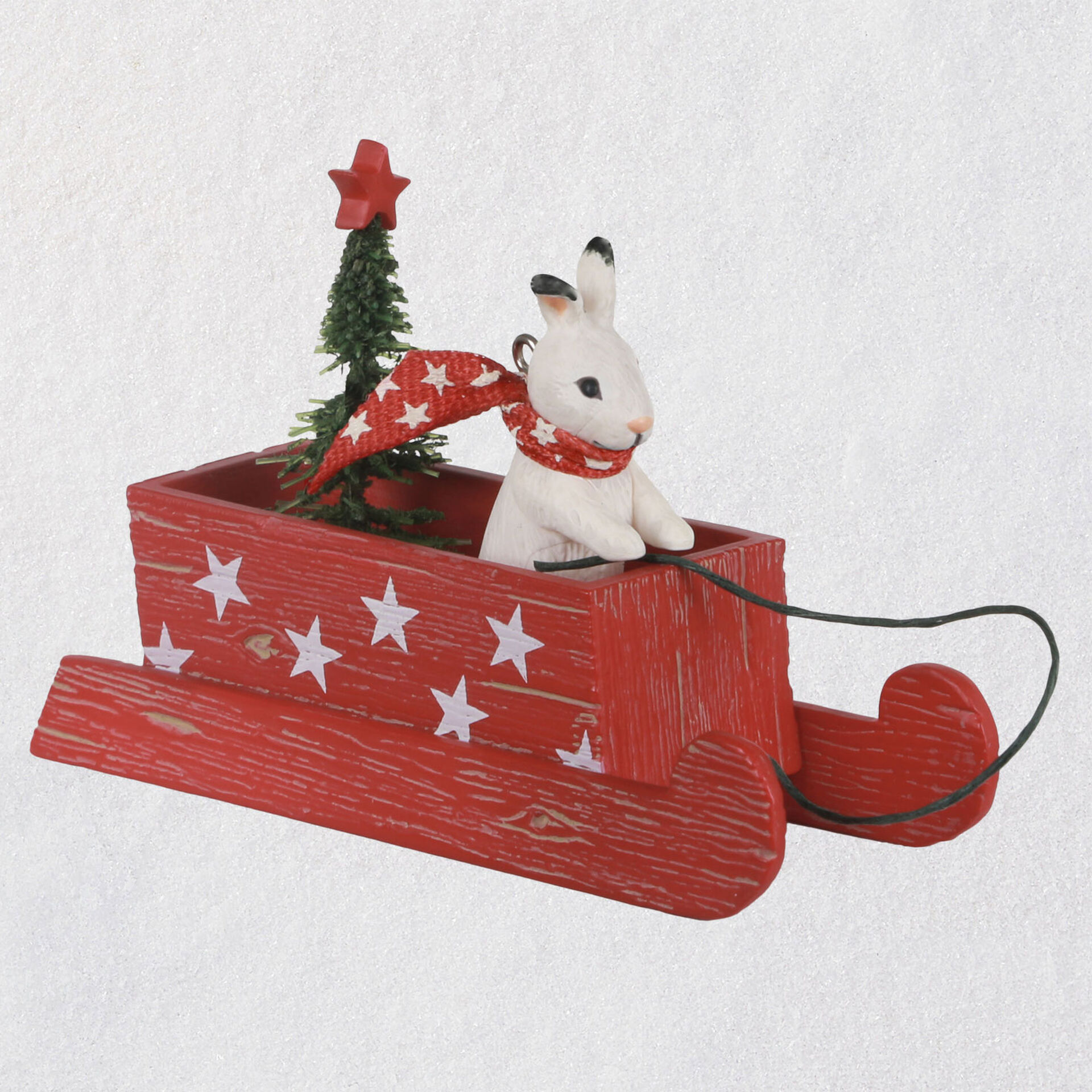 Marjolein S Garden Sledding Snow Bunny Keepsake Ornament